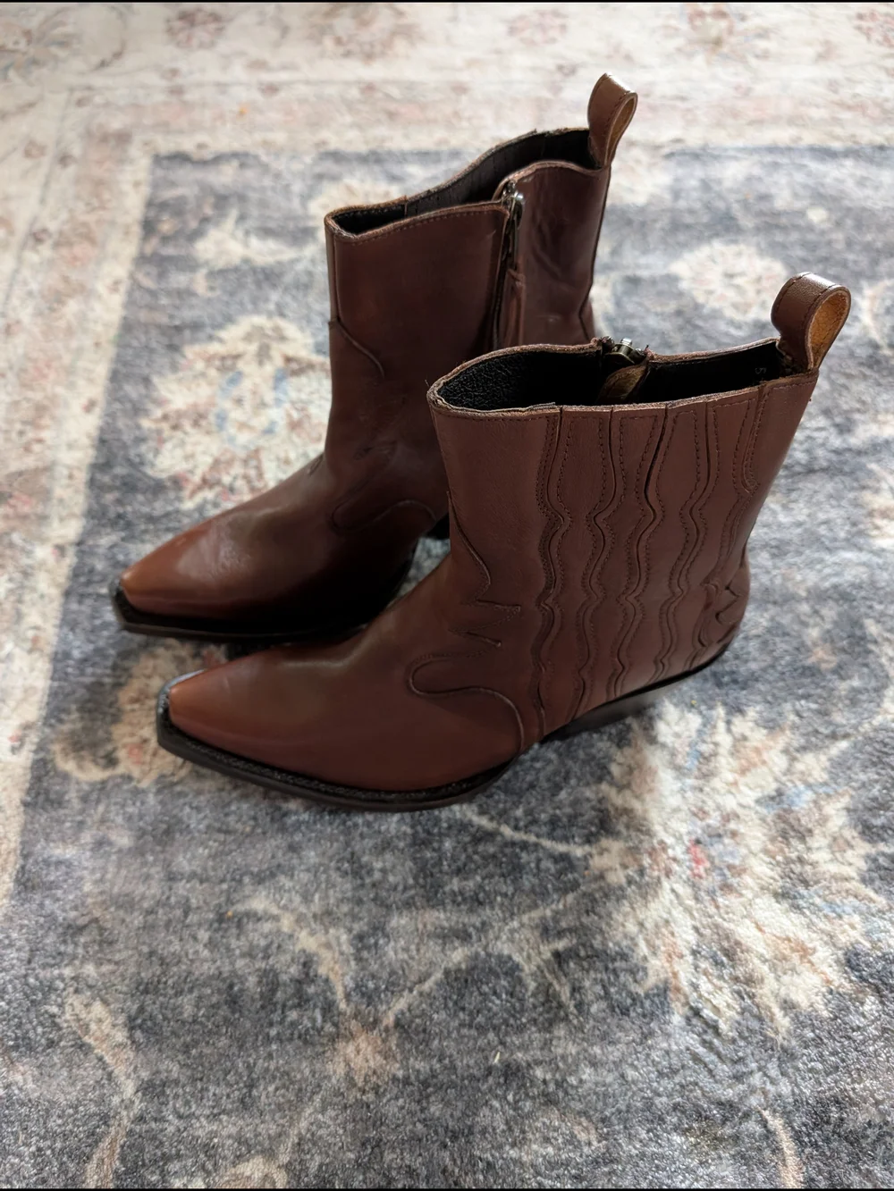 Brown Leather Western Ankle Boots Ariat Jade